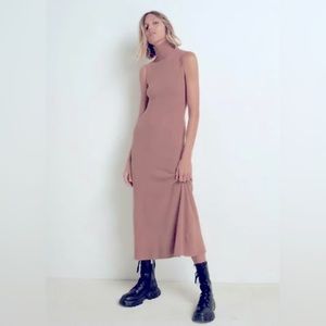 Zara sleeveless dusty pink rose maxi dress Sz S NWT